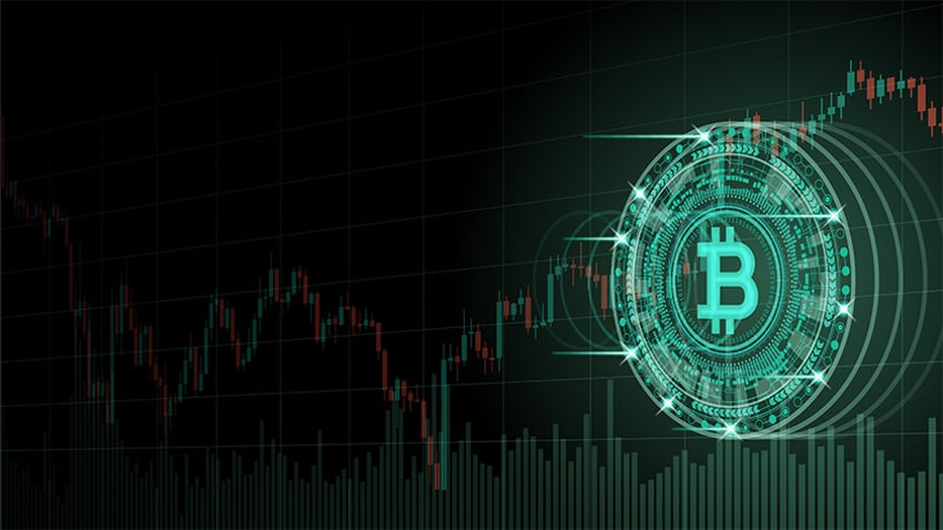 Diseño gráfico de diagrama de índice y símbolo de bitcoin